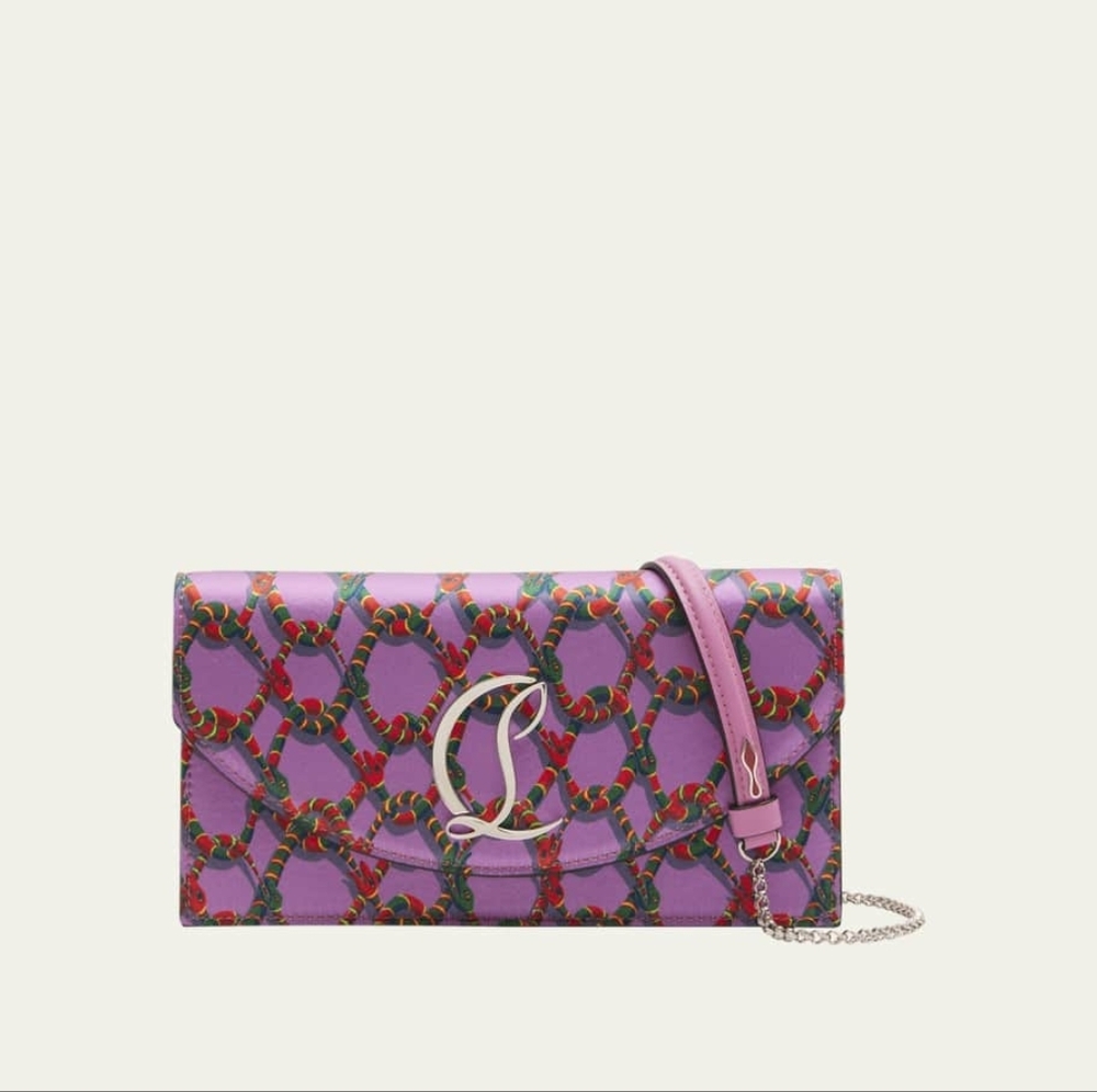 🌟 Louboutin Pink Floral Chain Strap Women's Bag